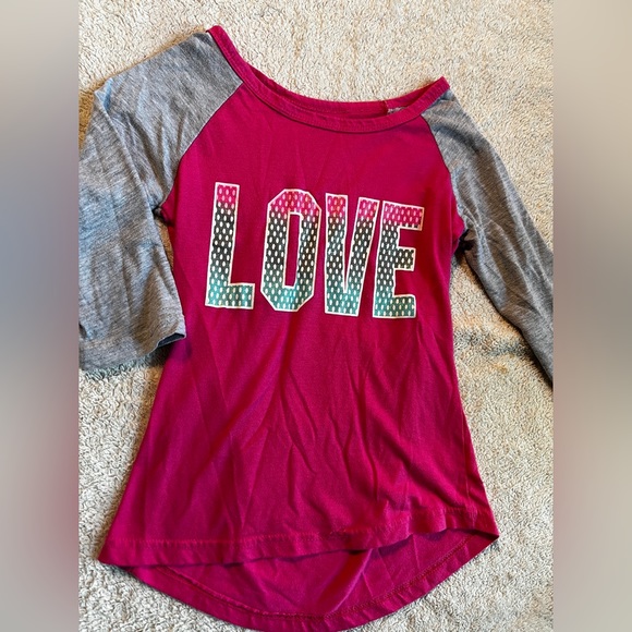 Girls 3/4 length shirt. Gray with pink - Picture 2 of 2